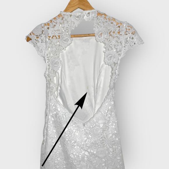 Lulus Romance Language Mini Dress XS | White Lace Backless Coquette Bachelorette - Picture 4 of 9